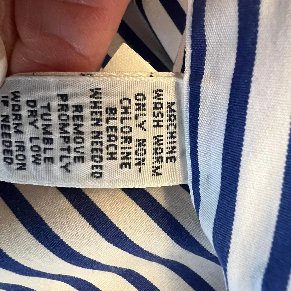 Ralph Lauren Button Down Shirt Cotton Striped Preppy Classic Large Navy White - Picture 4 of 9